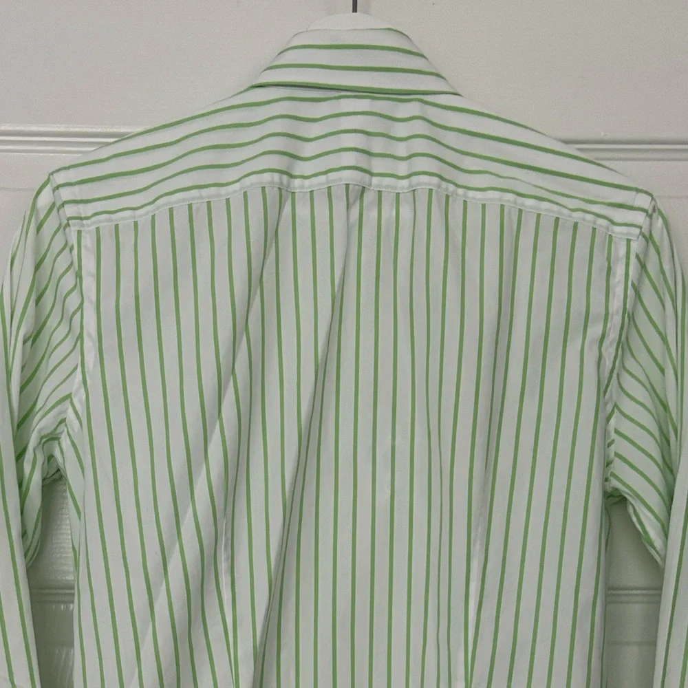 Ralph Lauren Green and White Striped Button Down Shirt Size Medium - Picture 8 of 9